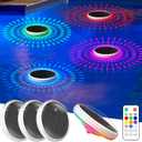 COXSENI Solar Floating Pool Lights with Remote, 4 Pack | RGB LED, IPX7 Waterproof, 12 Modes, 3 Timers, for Bathtubs, Patio, Garden & Party Decor