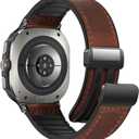 Magnetic Leather Watch Band Compatible with Samsung Galaxy Watch Ultra 47mm (2025/2024) Magnetic Buckle Design Adjustable Classic Wristbands Accessories Replacement Straps for Men and Women (A1 Dark Brown)