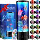 LED Aquarium Bubble Fish Tank Table Lamp, Birthday Christmas Gifts for Adults Kids Teens, Relaxing 16 Color Remote Fake Fish Sensory Night Light for Kids' Room Bedroom Home Decor, Stress Relief
