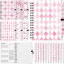 Sinload 24 Pcs Pink Bow Ballpoint Pens with 3 Notebooks, Black Ink Set | Coquette Preppy Aesthetic Supplies for Girls, Cute Writing Gift for School Office Birthday, Spiral Notebooks with Holder
