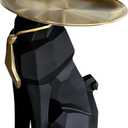 Beautiful and Elegant Decorative Pieces for Home, Dog Side Table with Tray and StorageDog 3D Sculpture Coffee Table Unique Home Decor(Black)