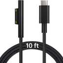 Surface Connect to USB-C Charging Cable (Matte Black 10ft), Compatible for Microsoft Surface Pro 11/10/9/4/7/6/5/4/3 Go4/3/2/1 Laptop7/6/3/2/1, Works with 45W 15V3A USBC Charger Power Supply
