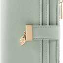 Pomelo Best Small Wallet Women RFID Blocking Bifold Soft Leather Card Holder with ID Window Zipper Coin Pocket Wallets for Women Green