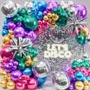 ALL-IN-1 Disco Balloon Arch Kit with BONUS Disco Balls & Starbursts - Metallic Balloon Arch Kit for 90s Themed Party Decorations - Chrome Balloons, Metallic Balloons for Prom, Karaoke Party Decoration