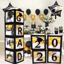 2026 Graduation Party Decorations - Black Balloon Boxes with Letters, "GRAD" & "So Proud of You" & "2026", 20pcs Balloons, Graduation Photo Props for High School College Class of 2026 Celebration