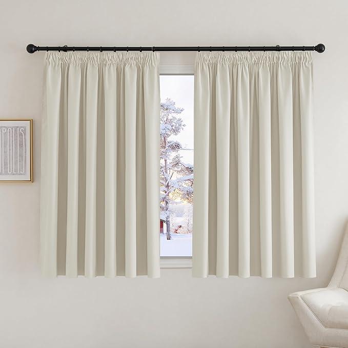Beige Bedroom Curtains 90x54 Inch, Thermal Insulated, Room Darkening for Lounge/Living Room/Nursery, W90 X L54, 2 PCs, Light Beige
