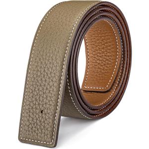 Vatee's Reversible Genuine Leather Belts For Men/Women Replacement Belt Strap Without Buckle 1.25"/1.34"/1.5" Wide (113: Earth Yellow / Khaki)