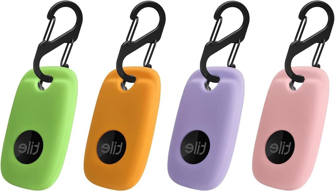 4PCS Case for Tile Pro 2024/Tile Pro 2022, Soft Silicone Skin Cover Shock-Absorbing Protective Case with Carabiner (Yellow+Green+Pink+Purple)