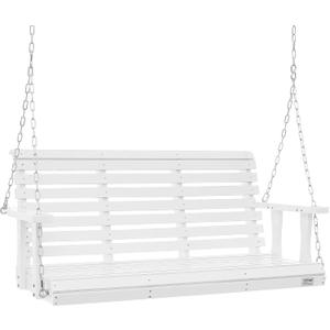 VEVOR Wooden Porch Swing 4.5 ft, Patio Bench Swing for Courtyard & Garden, Upgraded 880 lbs Strong Load Capacity, Heavy Duty Swing Chair Bench with Hanging Chains for Outdoors, White
