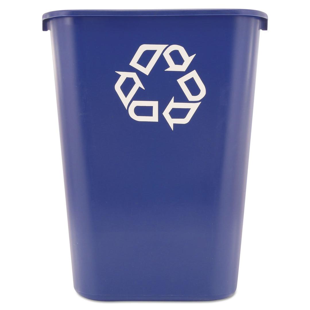 Rubbermaid Commercial Products Deskside Recycling Can, 10.25-Gallon/41-Quart, Blue Recycling Symbol, Plastic, for Bedroom/Bathroom/Office/Under Desk/Sink