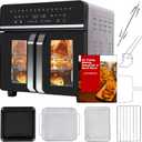 24Qt Large Air Fryer Toaster Oven Combo - French Double Door Airfryer, 15 Cooking Functions Touch Dual Zone Independent Control Electric Oven, Stainless Steel Air Fryers Oven 13 Accessories & Cookbook