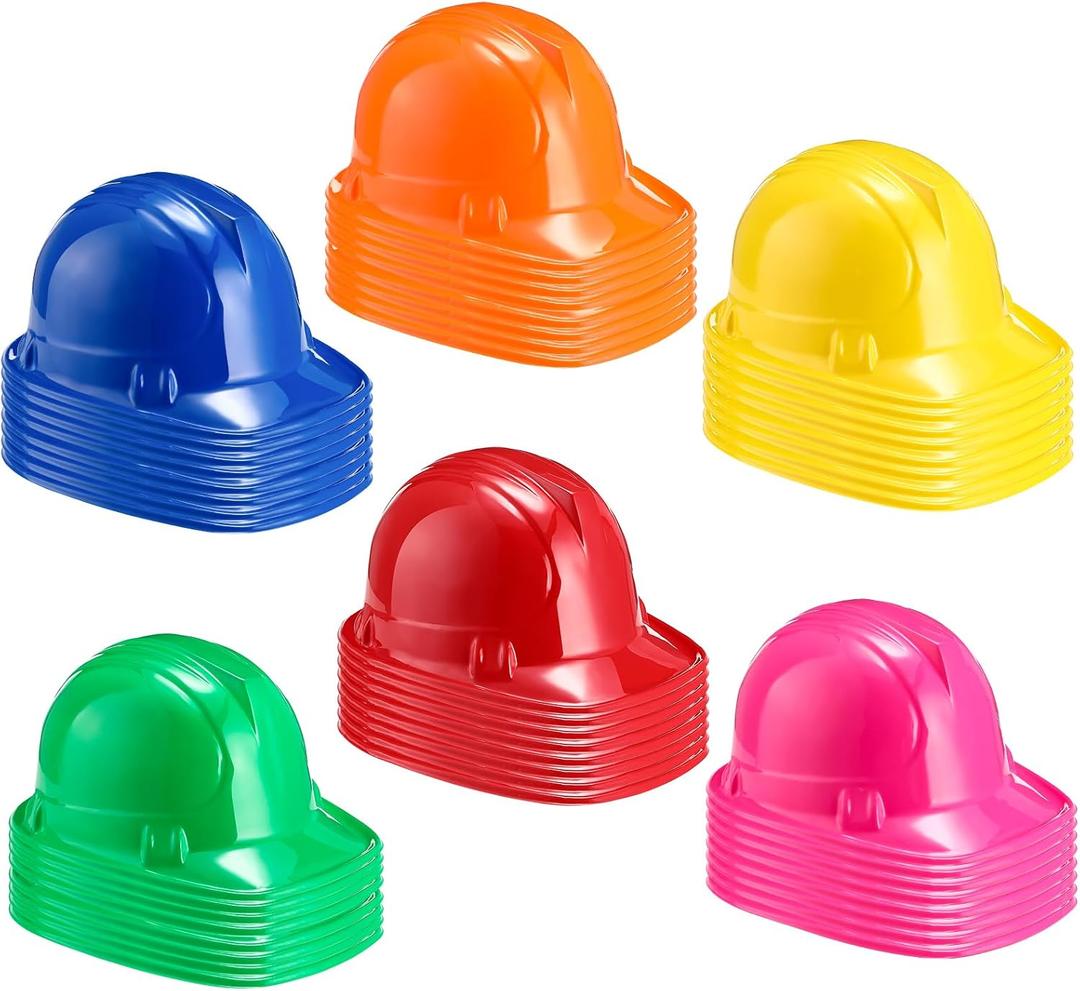 Gejoy Construction Party Hats Bulk Plastic Construction Hard Hat Suitable for Worker Costume Role Playing Birthday Supplies