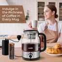 Oudim Drip Coffee Maker by Spraying Method, 1.2L Capacity, 600W Power, BPA-Free, Glass Stainless Steel Tea and Coffee Brew Kettle, Electric Kettle with Keep Warm