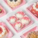ZORRITA 7 x 7 x 4 Inches Paper Cake Boxes with Clear Lids, 20 Pack Disposable Charcuterie Boxes Square Food Containers for 4-6 Inch Cake, Dessert, Pie, Cupcake, Bakery (Pink)