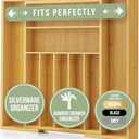 Purawood Bamboo Drawer Organizer - Expandable Silverware Organizer & Utensil Drawer Organizer, Cutlery Tray with Dividers, 7-9 Slots- Kitchen Organizer for Utensils & Flatware (Natural)