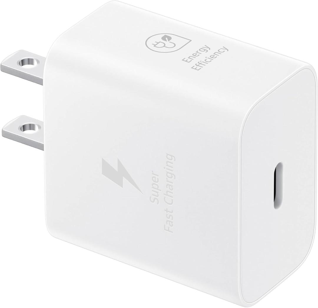 Samsung 25W Wall Charger Power Adapter, Cable Not Included, Super Fast Charging, Compact Design, Energy Efficient, Compatible with Galaxy and USB Type C Devices, White (White)