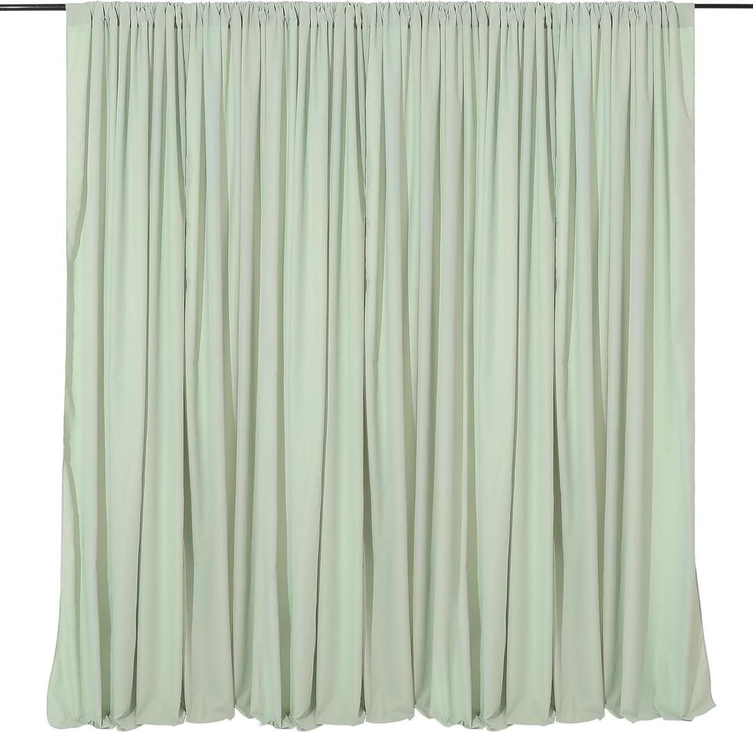 Pea Green Backdrop Curtains 30ftx10ft Garden Polyester Photo Drapes | Soft Wrinkle Free Backdrop Drapes with Rod Pocket for Parties Spring Events and Outdoor Celebrations 6 Panels 5ftx10ft