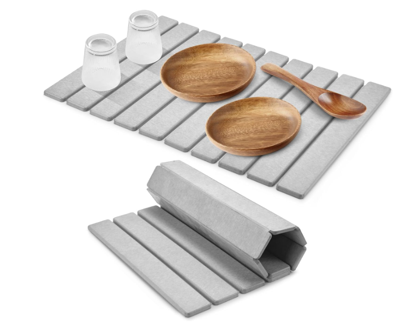 Large Stone Dish Drying Mats for Kitchen Counter, 22"(L)×16"(W) Fast Drying Collapsible Dish Drying Mat, Eco-Friendly Absorbent Diatomaceous Earth Mats for Dishes Bottles Cups 