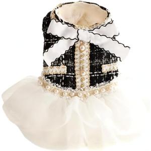 AZA Dog Princess Dresses for Small Dogs Lolita Clothes Lace Tweed Costume Pet Girl Cute Coat Outfits Fall Costumes (M,Black)