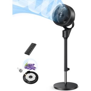 Dreo Fan for Bedroom, 80 Oscillating Standing Fan, 25dB Quiet, 80ft Pedestal Fans for Home Office, 90 Manual Vertical, 3 Speeds, Remote, 34-41" Adjustable Height, Air Circulator (Black)