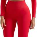 SUUKSESS Women 2 Piece Workout Sets Hidden Scrunch Hip Lifting Seamless Leggings Long Sleeve Yoga Crop Tops (Red, L)
