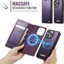 Wallet Case for iPhone 16 Pro Max Compatible with Magsafe, 2-in-1 PU Leather Flip RFID Blocking Card Holder Stand Shockproof Magnetic Detachable Cover for iPhone 16 Pro Max, Fashion Purple