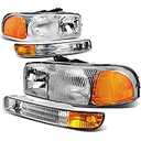 Chrome Amber Headlights HL-0154P-AMCH-OE
