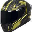 HAX Full Face Motorcycle Helmet with Dual Rear Wing and Pinlock Ready DOT Approved - Lightweight and Durable Motorbike Street Bike Helmet for Adults (Impulse Blade Yellow,XL)