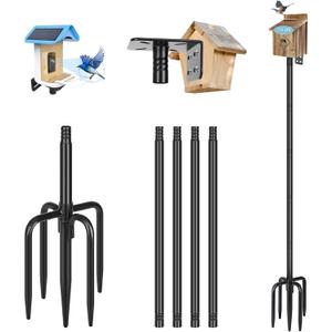 Gtongoko Smart Bird Feeder Pole 79 Inch Bluebird House Pole for Outdoors Weather Station Heavy Duty Metal Mounting Kit Adjustable Bird Feeder Stand Black