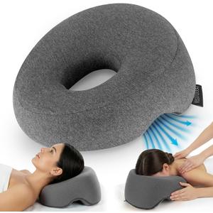 Face Down Pillow for Massage Bed  BBL & Eye Surgery Recovery Headrest | Stomach Sleeping Face Pillow for Prone Sleep, Tanning & Spa | Adjustable Memory Foam Cradle with Removable Cover (Grey)