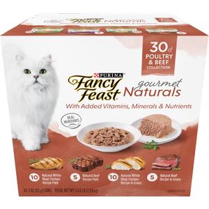 Purina Fancy Feast Wet Cat Food Variety Pack Gourmet Naturals Poultry and Beef Collection - (Pack of 30) 3 oz. Cans (BB: Nov. 2026)