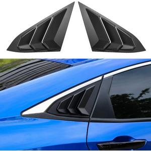 Thenice for 10th Gen Civic Rear Side Window Louvers Racing Style Triangular Window Glass Blinds Compatible with Honda Civic Sedan 2021 2020 2019 2018 2017 2016 -Matt Black