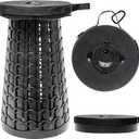 ALEVMOOM 2025 18" H Collapsible Stool with Cushion, Capacity 800lbs Portable Stools for Adults Heavy Duty, Adjustable Height Telescoping Folding Stool, for Outdoor Camping Travel Hiking Fishing (Black)