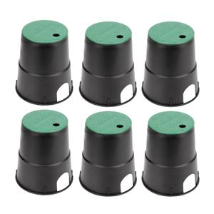 Pack of 6 Electrical Splice Box, 6'' Diameter Underground Electrical Junction Box, Sprinkler Valve Boxes for Garden Farm, Inground Electrical Box for Outdoor Electrical Wiring Splices, Black