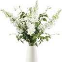 8PCS White Artificial Delphinium Flowers with Clematis Greenery Long Stem Flowers 29.5" Larkspur Artificial Flowers for Wedding Centerpieces Silk Flowers for Home Decor Indoor (White)