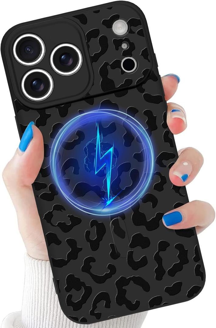 tharlet Compatible with iPhone 17 Pro Cheetah Case, 6.3'' Black Leopard | Compatible with MagSafe, Shockproof Soft TPU Anti Scratch Protective Cheetah Print Women Girls Case for iPhone 17 Pro