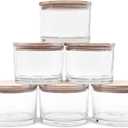 SHOWIN 18 OZ Thick Candle Jars for Making Candles 6 Pcs, Empty Jars with Wood Lids for Candle Making, Sample Container,Clear