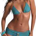Women 2 Piece Bikini Shorts Set Y2k Halter String Triangle Bikini Top with Low Rise Swim Boyshorts Beachwear (M)