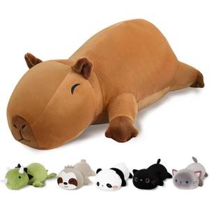 Finebee Weighted Capybara Stuffed Animals, Cute Weighted Capybara Plush, Soft Stuffed Weighted Plushie Pillow Gifts for Kids & Adults (9.8" 0.8Lbs) (Small)