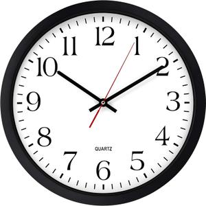 Bernhard Products Black Wall Clock, Silent Non Ticking - 16 Inch Extra Large Quality Quartz Battery Operated Round Easy to Read Home/Office/Business/Kitchen/Classroom/School Clocks