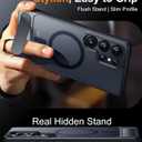 Temdan Magnetic for Samsung Galaxy S25 Ultra Case, [Innovate Stand][Military Grade Drop Protection][Non Slip][Translucent Matte] Shockproof Phone Case for Galaxy S25 Ultra 6.9" 2025 -Black