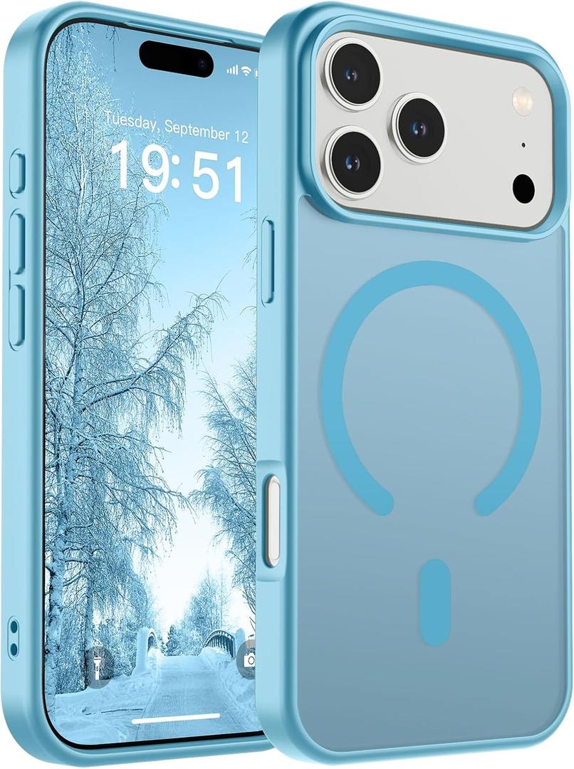 SUPFINE Magnetic for iPhone 17 Pro Case (Compatible with MagSafe)(Military Grade Drop Protection) Translucent Matte Shockproof with Anti-Fingerprint Phone Cover 2025, Light Blue