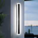 23.6In Outdoor Wall Sconces Black Modern Exterior Wall Light Fixtures for House 3CCT Dimmable IP65 Waterproof Long Outside Wall Light for Garage, Doorway, Patio,Stairway, 1PC-23.6"*3.1"*2"-Dimmable