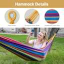SUNCREAT Portable Large Hammock with Stand, Two Person Hammock with Stand Included, Rainbow Stripes