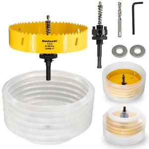 6" Hole Saw for Recessed Lights with 2 Abors, 6in Hole Saw Dust Bowl for Recessed Lighting 6 Inch, Include 3/8" Hex Shank & SDS Plus, Can Light Cutter for Plasterboard, Drywall,152mm