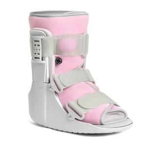Jewlri Walking Boot for Broken Foot, Air Cam Walker Boot for Foot Injury Adjustable Fracture Support for Sprained Ankle, Grey Shell with Light Pink Lining for Women, Medium