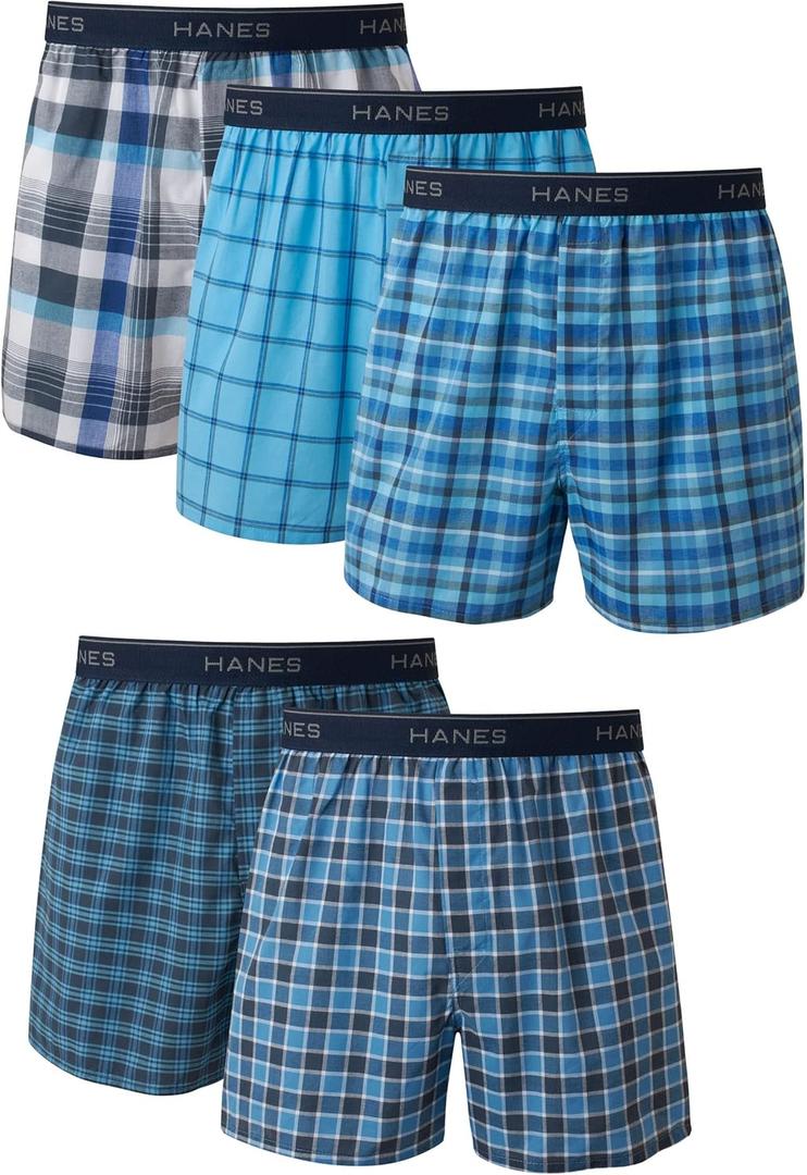 Hanes Men's Tagless Boxer Underwear, Exposed Waistband, Size: X-Large