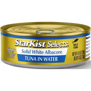 12 x StarKist Selects Solid White Albacore Tuna In Water, 4.5oz Can, 1-Pack | 30g Protein Per Serving, Wild Caught, Canned Tuna, Gluten Free, Soy Free, Perfect for Salads, Sandwiches (EXP 11/17/28)
