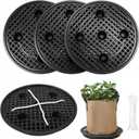 4 Pack 16 inch Self Watering Base for Fabric Grow Bag, Self-watering Plastic Elevated Plant Saucer Stand, Automatic Watering Tray for Non-woven Planter Flower Pot Growth Tent Greenhouse Indoor Outdoor