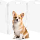 Modern Frame Clear Acrylic Freestanding Pet Gate - 24" High Folding 3-Panel Dog Barrier for Doorways, Stairs & Large Openings, Indoor Fence for Dogs, Puppies & Cats